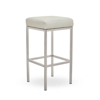 White Leather Effect Bar Stool with Chrome Finish Legs