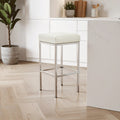 White Leather Effect Bar Stool with Chrome Finish Legs
