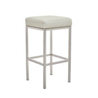 White Leather Effect Bar Stool with Chrome Finish Legs
