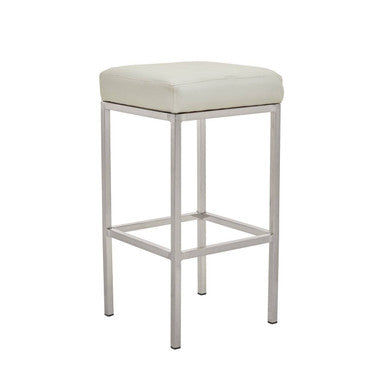 White Leather Effect Bar Stool with Chrome Finish Legs