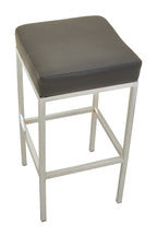 Dark Grey Leather Effect Bar Stool with Chrome Finish Base