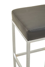Dark Grey Leather Effect Bar Stool with Chrome Finish Base