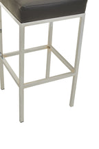 Dark Grey Leather Effect Bar Stool with Chrome Finish Base