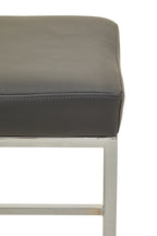 Dark Grey Leather Effect Bar Stool with Chrome Finish Base