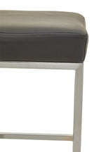 Dark Grey Leather Effect Bar Stool with Chrome Finish Base