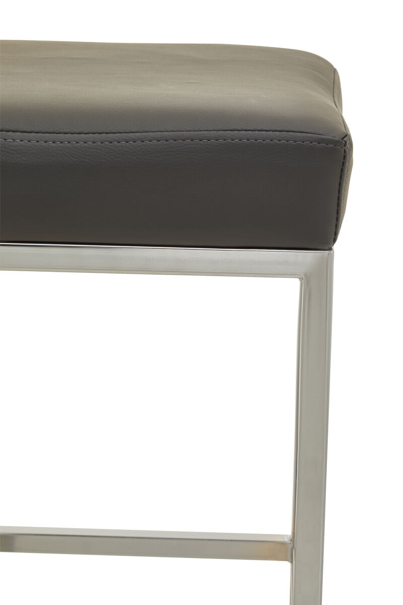 Dark Grey Leather Effect Bar Stool with Chrome Finish Base