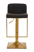 Black Leather Effect Adjustable Bar Chair with Gold Finish Base