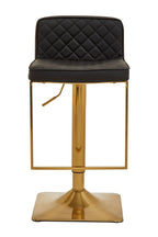 Black Leather Effect Adjustable Bar Chair with Gold Finish Base