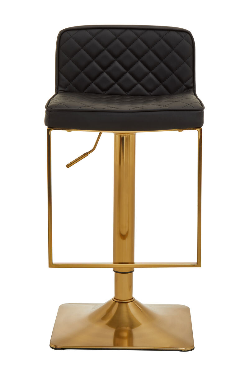 Black Leather Effect Adjustable Bar Chair with Gold Finish Base