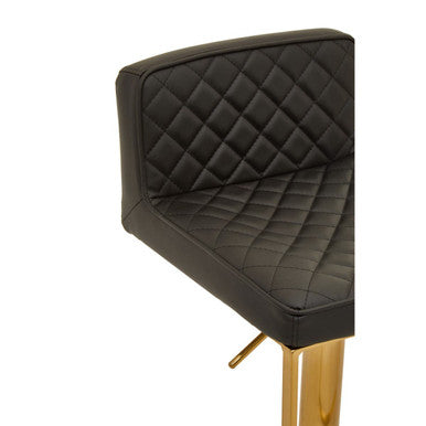Black Leather Effect Adjustable Bar Chair with Gold Finish Base