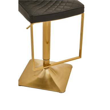 Black Leather Effect Adjustable Bar Chair with Gold Finish Base