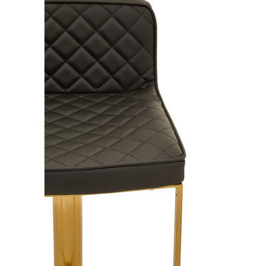Black Leather Effect Adjustable Bar Chair with Gold Finish Base