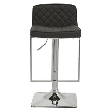 Black Leather Effect Adjustable Bar Chair with Chrome Finish Base