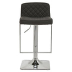 Black Leather Effect Adjustable Bar Chair with Chrome Finish Base