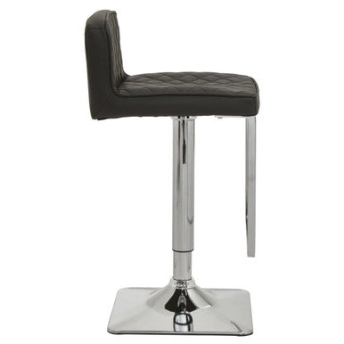 Black Leather Effect Adjustable Bar Chair with Chrome Finish Base