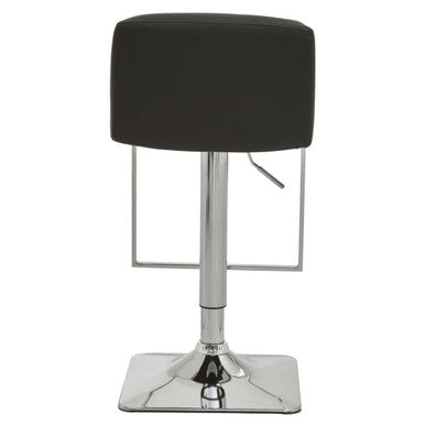 Black Leather Effect Adjustable Bar Chair with Chrome Finish Base