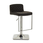 Black Leather Effect Adjustable Bar Chair with Chrome Finish Base