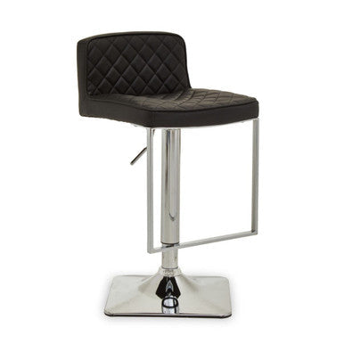 Black Leather Effect Adjustable Bar Chair with Chrome Finish Base