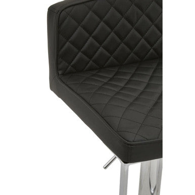 Black Leather Effect Adjustable Bar Chair with Chrome Finish Base