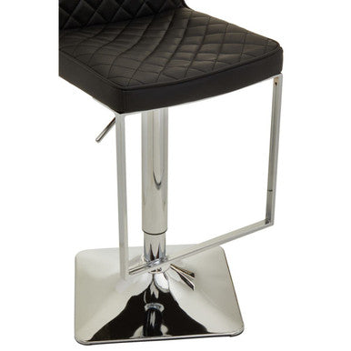 Black Leather Effect Adjustable Bar Chair with Chrome Finish Base