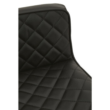 Black Leather Effect Adjustable Bar Chair with Chrome Finish Base