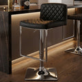 Black Leather Effect Adjustable Bar Chair with Chrome Finish Base