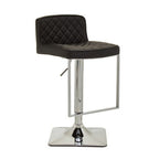 Black Leather Effect Adjustable Bar Chair with Chrome Finish Base