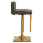 Dark Grey Leather Effect Adjustable Bar Chair with Gold Square Base