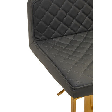 Dark Grey Leather Effect Adjustable Bar Chair with Gold Square Base