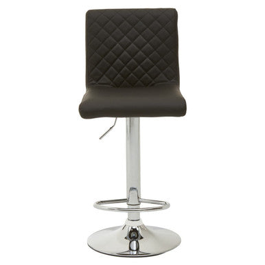 Black Leather Effect Adjustable Bar Chair with Chrome Round Base