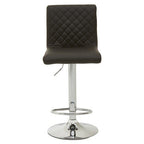 Black Leather Effect Adjustable Bar Chair with Chrome Round Base