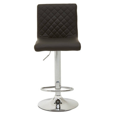 Black Leather Effect Adjustable Bar Chair with Chrome Round Base