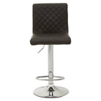 Black Leather Effect Adjustable Bar Chair with Chrome Round Base