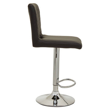 Black Leather Effect Adjustable Bar Chair with Chrome Round Base