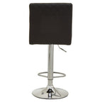 Black Leather Effect Adjustable Bar Chair with Chrome Round Base