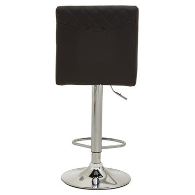 Black Leather Effect Adjustable Bar Chair with Chrome Round Base