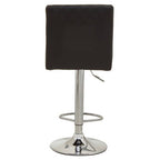 Black Leather Effect Adjustable Bar Chair with Chrome Round Base