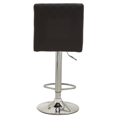 Black Leather Effect Adjustable Bar Chair with Chrome Round Base