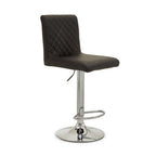 Black Leather Effect Adjustable Bar Chair with Chrome Round Base