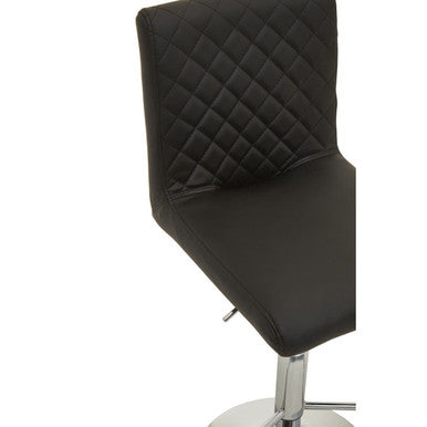 Black Leather Effect Adjustable Bar Chair with Chrome Round Base