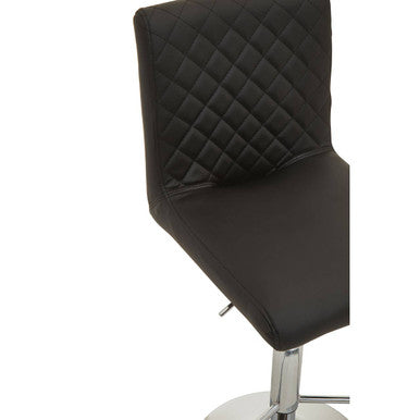 Black Leather Effect Adjustable Bar Chair with Chrome Round Base