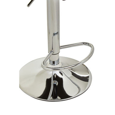 Black Leather Effect Adjustable Bar Chair with Chrome Round Base