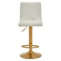 White Leather Effect Adjustable Bar Chair with Gold Finish Base