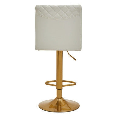 White Leather Effect Adjustable Bar Chair with Gold Finish Base