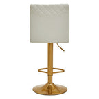 White Leather Effect Adjustable Bar Chair with Gold Finish Base