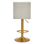 White Leather Effect Adjustable Bar Chair with Gold Finish Base