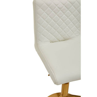 White Leather Effect Adjustable Bar Chair with Gold Finish Base