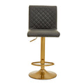Dark Grey Leather Effect Bar Chair with Gold Finish Base