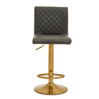 Dark Grey Leather Effect Bar Chair with Gold Finish Base