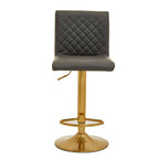Dark Grey Leather Effect Bar Chair with Gold Finish Base